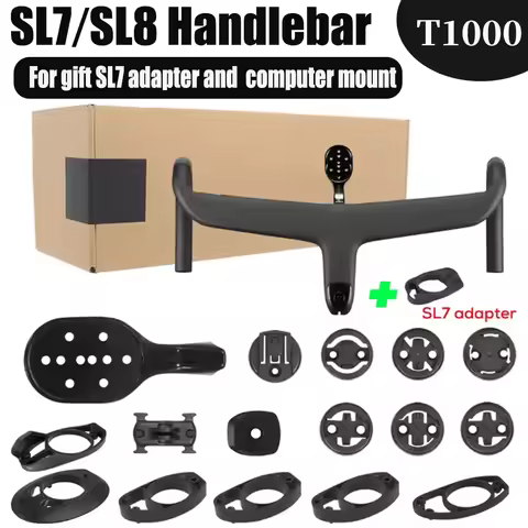 SL7-SL8 Style Integrated Carbon Road Handlebar With Computer Mount Internal Cable Routing for Di2 - 