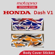 HONDA Dash V1 Body Cover Set Coverset Stripe Strike Sticker Dash125 - Orange Blue