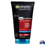 GARNIER PURE ACTIVE Pure Active Intensive Charcoal 3in1 Wash Scrub Mask 150ml ผลิตภัณฑ์ทำความสะอาดผิ