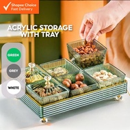 Acrylic Light Luxury Fruit & Candy Tray Set with Lid - Multi-Compartment Serving Plate ( 6in1/4in1)