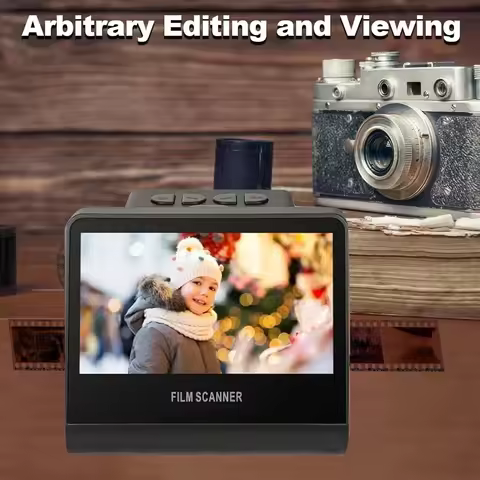 Film Scanner Film Scanner Digital 22MP 5in LCD Screen 16GB Memory Convert Black Negative Slides Into