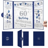 Blue 60th Birthday Decorations for Men, Navy Happy 60th Birthday Guest Book, Alternative 60th Signat