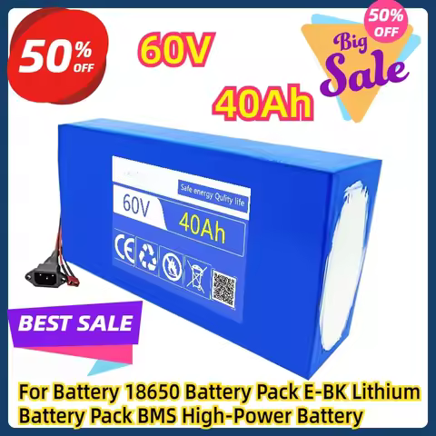 For 60V 40Ah 18650 Battery Pack 60V E-BK Lithium Battery Pack BMS High-Power Battery