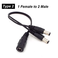 QKKQLA DC Power Supply Cable 5.5x2.1mm 1 to 2 Way Male to Female Jack Plug Connector Extension Cord 