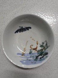 古早陶瓷富士山風景圖碗公高8寬21寬21公分4件