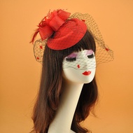 Topi Fascinator Jala Headpiece Jaring Gatsby Vintage Eropa Hiasan Rambut Pengantin Pesta Wanita