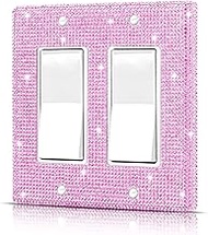 Wall Plate Light Switch Cover or Outlet Cover, Standard Size 4.50" x 4.57", Dengduoduo Silver Pink R
