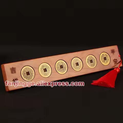 Peach Wood Five Six Emperor Coins Ruler Ornaments Lubanchi Fengshui 7 Star Feet Meters Home Furnishi
