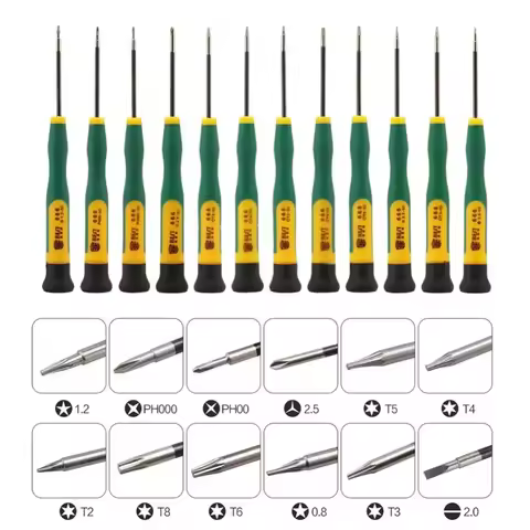 12Pcs/Set Screwdriver P2 P5 0.8 1.2 Pentalobe Y 2.0 1.2 1.5 2.0 Phillips Flatted T3 T4 T5 T6 for Mac