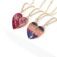 Best Friends Necklace for 2 Girls Friendship Necklace for Women Girls Pink Heart Cartoon BFF Pendant