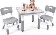 Pterying Kids Table and Chairs Set - 23.6" L x 23.6" W Height Adjustable Toddler Desk, Non-Slip Kids