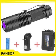 UNGU Cree q5 395nm uv ultraviolet led Flashlight Package Purple Battery charger box free Shipping
