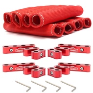 LEDAUT Red 8Cyl Spark Plug Heat Shield Protector and 12pc Engine Separator Insulating Fire Sleeve Wi