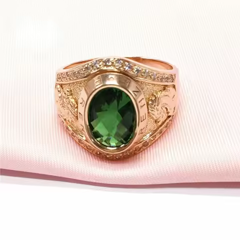 Original Light luxury 585 Purple Gold Green Gem rings for women Plated 14K Rose gold Fashion Court s