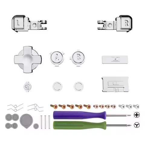 eXtremeRate Full Set Buttons for Gameboy Advance SP for GBA SP Console - Chrome Silver