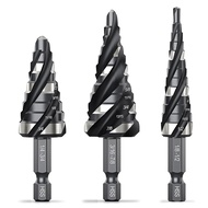 [IpvCQZ]HSS Step Drill Bits(1/8"- 7/8") 3 Pcs Four Spiral Flute Step Drill Bit Set Unibit Step Drill