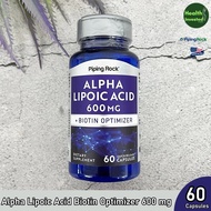 <Piping Rock> Alpha Lipoic Acid Biotin Optimizer 600 mg 60 Quick Release Capsules กรดอัลฟาไลโปอิก