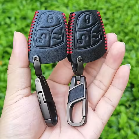 Durable Business Style Faux Leather Key Fob Case Cover for Mercedes-Benz C B E R Class GL CLS CLK SL