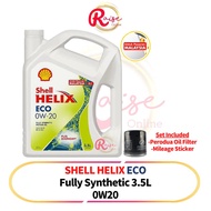 Shell Helix 0W20 ECO Fully Synthetic  3.5L Engine Oil (Untuk Pasaran Malaysia)  Bezza & Axia