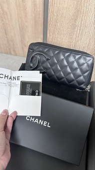 CHANEL 黑色拉鍊長銀包