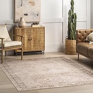 Rugs USA x Lauren Liess Bayberry Spill Proof Vintage Machine Washable Area Rug, 5x8, Sand