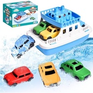 Ferry Bath Toy with Mini Cars, Floating Toy Boat & Slide-Out Ramp Water Play Set for Bath, Pool & Be