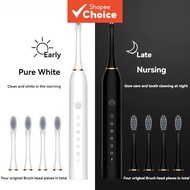 Rechargeable Electric Toothbrush - 6 Mode with Soft Bristles for Adults & Kids, Family Set with 4 Br