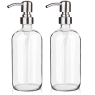 Glass Soap Dispenser with Pump - Dish Soap Dispenser for Kitchen, Bathroom Glass Soap Dispenser 2 Pack