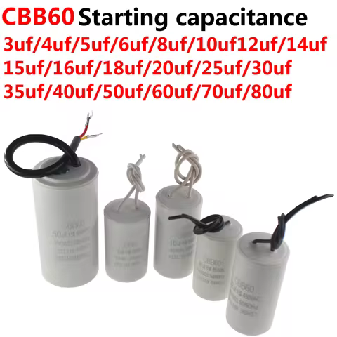 Washing Machine Starting Motor Run Capacitor CBB60 450V 5UF 10UF 15UF 20UF 25UF 3 4 5 6 8 12 14 16 1