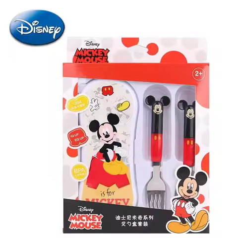 Disney spoon cutlery with box children spoon baby spoon 304 stainless steel cartoon portable bag