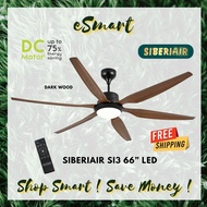 SIBERIAIR SI13 66" DC MOTOR LED CEILING FAN DARK WOOD REVERSE FAN GIANT FAN