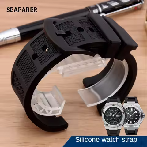 Notch Silicone Watch Strap for IWC Engineer 322503 323601 Waterproof Sweat-Proof Rubber Watch Band A