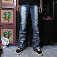 Celana Panjang Longpants Jeans Anna Kerry Bootcut Blue Washed Fading