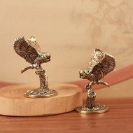 Vintage Brass Owl Perched on Branch Statue, Wing Spread Owl Figurine, Retro Copper Animal Sculpture 
