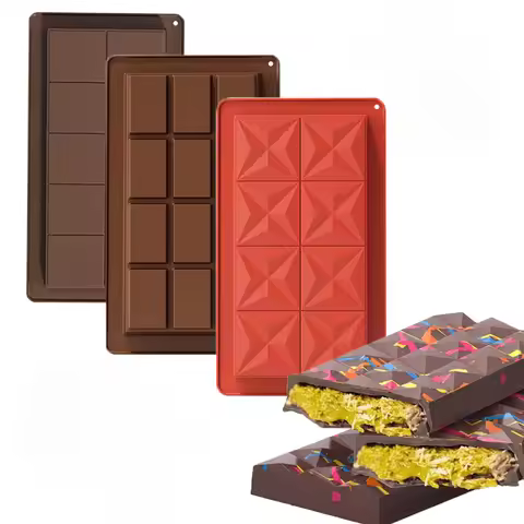 3pcs Chocolate Bar Mold - Non-Stick Chocolate Molds, Food Grade Silicone Deep Choccy Dubai Chocolate