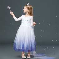 NNJXD Frozen Elsa Cartoon Costume Kids Princess Dress Long Sleeves Girl Birthday Party Dress For 4-10 Years