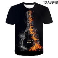 Music Guitar Men Summer T-shirt Boys Girls 3d Print Fashion Tops Hip-hop Rock And Roll T-shirt Plus Size 6xl-110