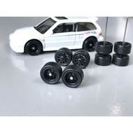 Z130 Hot Wheels Rubber Wheels Tayar Getah BBS Black 10mm Axle Long JDM