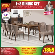 CT102D CC18 1+8 Seater Solid Wood Dining Set Kayu / Dining Table / Dining Chair / Meja Makan / Kerusi Meja Makan / Buffe