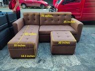 L shape brown fabric sofa set uratex faom cod only !!