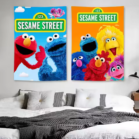 S-Sesame S-Street Photography Backdrops Child Christmas Fireplace Decoration Background For Photo St