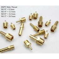 Ready Stock 1/8'' 1/2" 3/8" Male Thread Brass Pipe Fitting Pneumatic Hose Connector Barbed