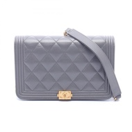 【二手】香奈兒 (Chanel) 單肩背包 Boy Chanel Matelassé 灰色魚子醬紋小牛皮 (粒面小牛皮) Boy Chanel 鏈條錢包