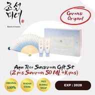 [Ready] Beauty of joseon Relief Aqua-Fresh : Rice + B5 Set (2Pcs Sunscreen 50ML + Fan) - BOJ Sunscre