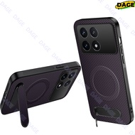 For Poco F6 Magnetic Shockproof Armor Men's Phone Case for Poco F6 Pro Simple Carbon Fiber Phone Sta