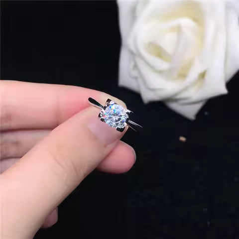White Gold AU750 Ring 1CT D Color Certified Moissanite Engagement Ring For Women Test Real with Cert