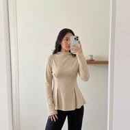 Alyssa Long Sleeve Knit Blouse Slim Fit Flare Top Korean Style BlouseELEGAN Wanita - ALYSSA