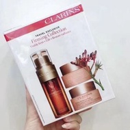 嬌韻詩雙萃精華彈簧煥膚三件套！產品有：Clarins 嬌韻詩雙萃精華50ml+彈簧日霜50ml+彈簧晚霜50ml