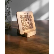 QR Code wood stand for your business 10x10cm
