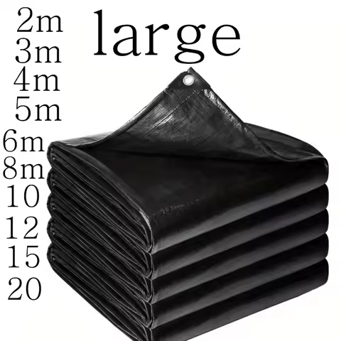 Black Large Tarp Custom 3x5 4x4 5*5 6 8m*8 10 12 15 20 Waterproof Tarpaulin Camp Rain Cover Canopy S